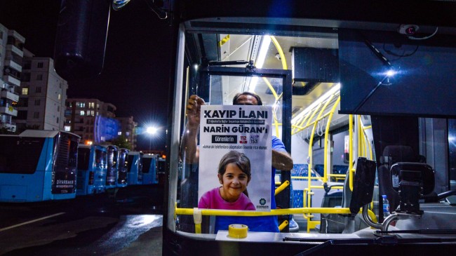 Belediye otobüslerine kayıp Narin Güran’ın afişleri asıldı